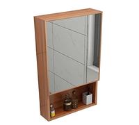 SLGGPJBU Armoire de salle de bain à miroir, armoires de rangement murales étanches pour salle de bain, boîte à miroir en aluminium, 40 x 11 x 65 cm, marron