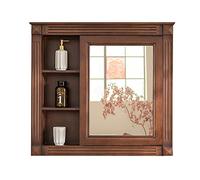 SLGGPJBU Armoire de salle de bain américaine miroir vintage armoire de salle de bain armoire miroir murale armoire de rangement en chêne 70 x 80 x 15 cm