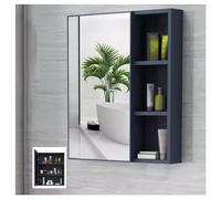 SLGGPJBU Armoire de salle de bain murale en aluminium avec miroir à porte simple + étagère de rangement ouverte