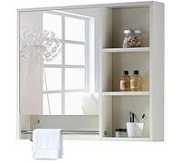 SLGGPJBU Armoire murale de salle de bain en bois, armoire de rangement murale à porte simple, miroir de toilette, économiseur d'espace, 70 x 70 x 13 cm, blanc