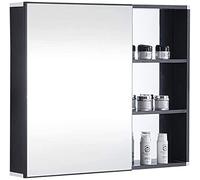 SLGGPJBU Armoire murale de salle de bain, organisateur de rangement, miroir de salle de bain, miroir de courtoisie en aluminium, avec étagère, armoire de rangement murale, 60 x 13 x 68 cm, noir