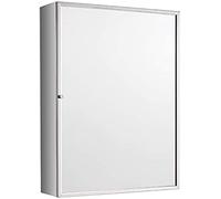 SLGGPJBU Armoire murale de salle de bain, organisateur de rangement rectangulaire en acier inoxydable brillant, armoire de salle de bain avec miroir, porte simple, 40 x 60 cm