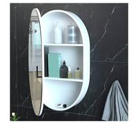 SLGGPJBU Armoire ovale avec miroir de salle de bain, armoire miroir en bois massif, armoire de salle de bain murale, armoire de salle de bain avec miroir HD