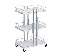 SLGGPJBU Chariot à outils à 3 niveaux pour salon de beauté maison hôtel organisateur de rangement peu encombrant avec étagères imitation marbre couleur argent