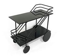 SLGGPJBU Chariot à roulettes à 2 étages pour salle de bain, voiture, cuisine, grande roue noire pour cuisine, hôtels, restaurants et maisons de retraite, noir