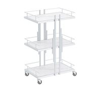 SLGGPJBU Chariot à roulettes à 3 niveaux pour salon de beauté, maison, hôtel, organisateur de rangement avec étagères en imitation marbre, argenté