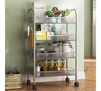 SLGGPJBU Chariot à roulettes avec roues à 360°, chariot de rangement de cuisine à 3/4 étages, chariot de rangement utilitaire polyvalent, chariot de service mobile pour salle de bain, garage,