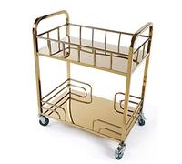 SLGGPJBU Chariot à roulettes - Chariot de service en acier inoxydable et titane pour voiture, hôtel, dessert, chariot de rangement mobile pour services de beauté
