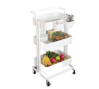 SLGGPJBU Chariot à roulettes unités d'étagères à 3 niveaux multifonctionnels rollingwith panier séparateurs chariot étagère de rangement de cuisine chariot chariot de rangement mobile pour le