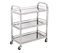 SLGGPJBU Chariot à thé à 3 étages en acier inoxydable pour salle à manger, hôtel et restaurant, dessert, chariot à outils pour une utilisation mobile, mobilier élégant pour hôtels et restaurations