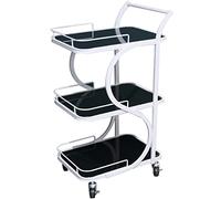 SLGGPJBU Chariot de bar à roulettes et poignée de luxe à 3 étages pour salon, en fer forgé en forme de S, produits ménagers