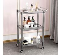 SLGGPJBU Chariot de cuisine à roulettes avec poignée, chariot à outils avec roulettes, chariot de rangement pour artisanat, montage facile pour salle de bain, gris clair