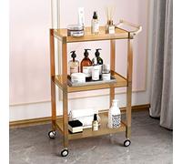 SLGGPJBU Chariot de cuisine mobile à 3 niveaux pour économiser de l'espace - Chariot de service pour la maison, le bureau, la cuisine, la salle de bain - Grand rangement - Marron