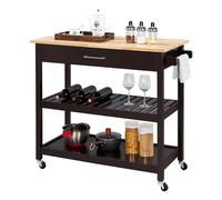 SLGGPJBU Chariot de cuisine roulant avec 3 niveaux de rangement - Chariot utilitaire de 101,6 cm pour l'organisation de la salle à manger et le chariot de service