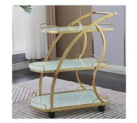SLGGPJBU Chariot de rangement à 3 étages en acier inoxydable avec accoudoirs et roue - Chariot mobile en verre trempé - Chariot de rangement de cuisine