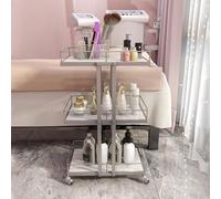 SLGGPJBU Chariot de rangement à 3 niveaux avec roulettes pour salon de beauté, étagères de rangement, chariot de rangement en métal pour salle de bain, argenté