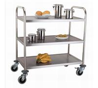 SLGGPJBU Chariot de rangement à main, chariots mobiles de cuisine, 3 niveaux d'hôtel Catecart avec poignée, chariot de service de collecte en acier inoxydable avec roue de frein/A/M-85 x 45 x 90 cm