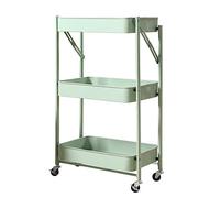 SLGGPJBU Chariot de rangement à roulettes - Chariot de rangement à roulettes pliable à 3 niveaux - Chariot de rangement de cuisine en métal avec roues - Chariot mobile à pousser à la main - Étagère de