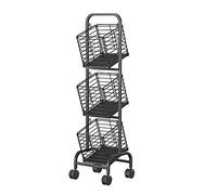 SLGGPJBU Chariot de rangement à roulettes en métal à 3 niveaux - Chariot de rangement amovible pour légumes - Panier de rangement pour collations - Chariot de rangement pour voiture utilitaire