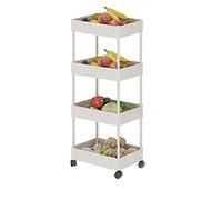 SLGGPJBU Chariot de rangement de cuisine, chariot de rangement multifonction, multifonction, blanc et noir, multicouche