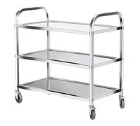 SLGGPJBU Chariot de rangement de cuisine en acier inoxydable avec 3 étagères et roulettes pour restauration et service