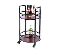 SLGGPJBU Chariot de rangement pour hôtel, chariot de salle à manger, chariot de cuisine mobile en métal à 2 niveaux, voiture de livraison en acier inoxydable/acier inoxydable + bois massif