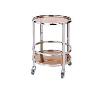 SLGGPJBU Chariot de rangement pour hôtel - Double couche avec garde-corps - Chariot à thé en acier inoxydable - Marron/finition verre/noir