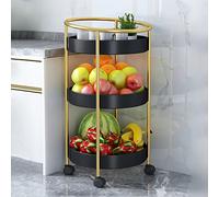 SLGGPJBU Chariot de rangement rond utilitaire pour salle de bain, étagère de salle de bain, chariot de beauté moderne avec roulettes, poignée en métal, 3, noir