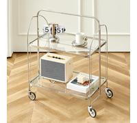 SLGGPJBU Chariot de salle à manger mobile à 2 niveaux, étagère de rangement de salle de bain avec roulettes, table d'appoint de canapé, chariot de service multifonctionnel