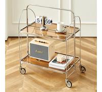 SLGGPJBU Chariot de salle à manger mobile à 2 niveaux, étagères de rangement de salle de bain avec roulettes, table d'appoint de canapé, chariot de service multifonctionnel, bleu sarcelle