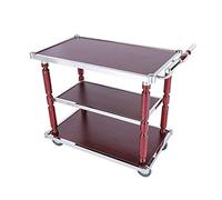 SLGGPJBU Chariot de service à 3 étages en acier inoxydable - Plateau en bois - Chariot à outils de rangement mobile pour hôtel et restaurant
