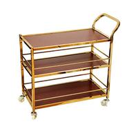 SLGGPJBU Chariot de service à 3 étages en acier inoxydable - Plateau en bois - Chariot à outils de rangement mobile pour hôtel et restaurant