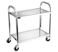 SLGGPJBU Chariot de service à roulettes en acier inoxydable à 2/3 niveaux avec roues verrouillables pour hôtel, restaurant, maison, étagère de rangement amovible