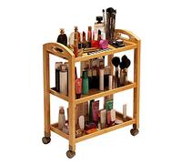 SLGGPJBU Chariot de service, chariot de salon de beauté, chariot à outils, chariots avec roues, chariot multifonction à 3 étagères avec roulettes, chariot de service mobile en bois massif, 70 × 32 ×
