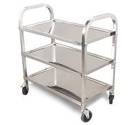 SLGGPJBU Chariot de service, chariot utilitaire à roulettes 2/3 étages en acier inoxydable, cattrolley, voiture de cuisine, avec roues verrouillables, étagère de rangement, chariot de service