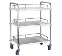 SLGGPJBU Chariot de service, chariot utilitaire à roulettes en acier inoxydable, chariot de rangement amovible, avec roues verrouillables, étagère de cuisine et de voiture