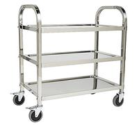 SLGGPJBU Chariot de service en acier inoxydable, 3 niveaux amovibles, avec roues verrouillables, chariot de service utilitaire, chariot de cuisine, étagère de rangement, pour hôtel/restaurant/maison