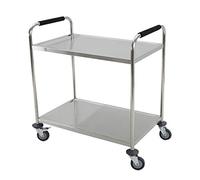SLGGPJBU Chariot de service en acier inoxydable avec 2 couches Chariot à thé roulant pour hôtel et restaurant Chariot à outils de rangement mobile pour meubles d'ameublement.