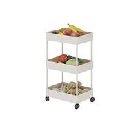 SLGGPJBU Chariot de service en bambou à 3 niveaux avec roues verrouillables et plan de travail rainuré pour le rangement, design en forme de L, chariot mobile de 31,5 x 50 x 60,5 cm
