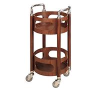 SLGGPJBU Chariot de service en métal à 2 niveaux avec étagères en bois massif pour cuisine, salle de bain, salle à manger, chariot utilitaire en acier inoxydable pour le rangement et l'organisation