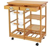 SLGGPJBU Chariot d'îlot de cuisine avec rangement et porte-serviette, chariot mobile en bois roulant à roulettes pour cuisine, îlot de table pour cuisiner