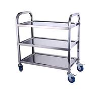 SLGGPJBU Chariot multicouche en acier inoxydable avec 2 roues verrouillables - Chariot de service - Étagère de rangement pour hôtel, restaurant, maison, hôpital