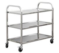 SLGGPJBU Chariot roulant utilitaire en acier inoxydable, chariot de service, déplacement, cuisine voiture étagère utilitaire chariot, avec roues de verrouillage, pour Hôtel/Restaurant/Accueil/3