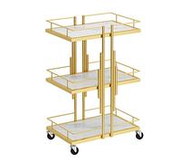 SLGGPJBU Chariot utilitaire à roulettes à 3 étages pour salon de beauté, maison, hôtel, rangement peu encombrant avec étagères imitation marbre couleur argent