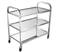 SLGGPJBU Chariot utilitaire à roulettes en acier inoxydable, chariot de service, chariot de service amovible, avec roues de verrouillage, étagère de cuisine, chariot de service, pour