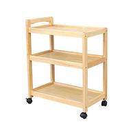 SLGGPJBU Chariots multifonctions, véhicules de recyclage portables, chariot de service Ktichen avec roues en bois massif, bar à vin, stockage de vin, chariot de service, couleur miel, marron