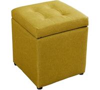 SLGGPJBU Cube de rangement petit siège cube avec rangement, repose-pieds, coffre à jouets rembourré en mousse à mémoire de forme pour économiser de l'espace, lin bleu
