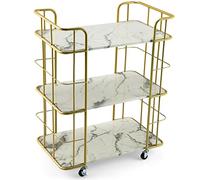 SLGGPJBU Étagère de cuisine à roulettes pour salle de bain - Rangement à 3 niveaux - Doré