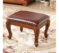 SLGGPJBU Petit repose-pieds carré en cuir avec pieds en bois, table basse, repose-pieds rembourré pour porte d'entrée, 40 x 30 cm, bleu