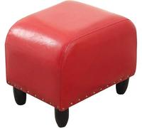 SLGGPJBU Petit repose-pieds en cuir synthétique pour chaise basse moderne rectangulaire avec pieds en bois massif, rouge, 40,6 cm de long